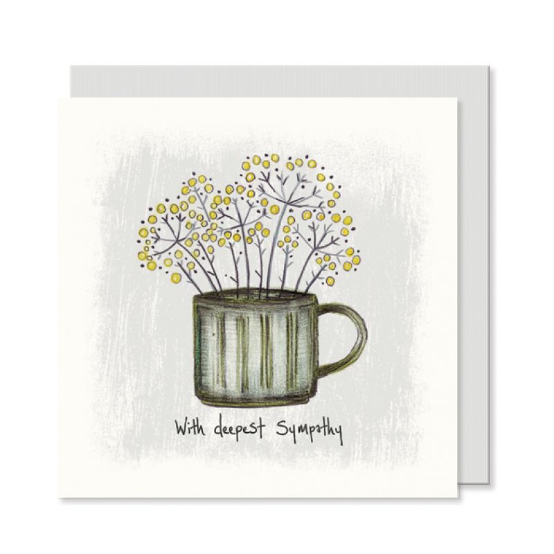Flowers in mug card-Deepest sympathy Size: 13,5x0,5x13,5 cm