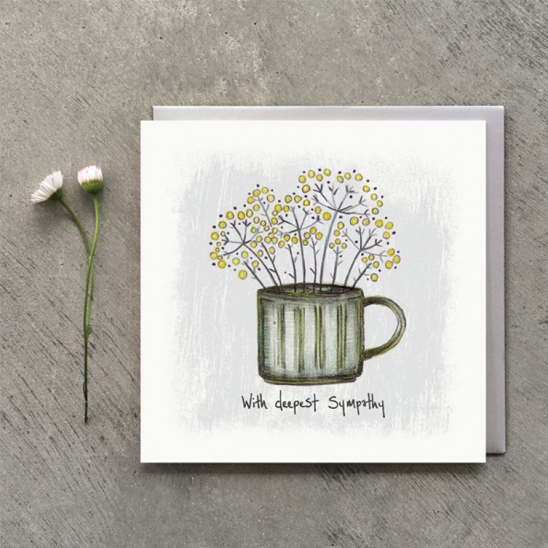 Flowers in mug card-Deepest sympathy Size: 13,5x0,5x13,5 cm