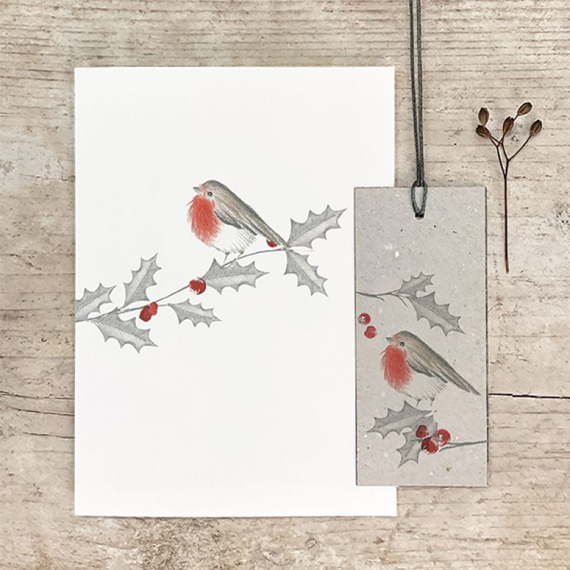 Κάρτα Bird & berry 12x16,5 - Κοκκινολαίμης