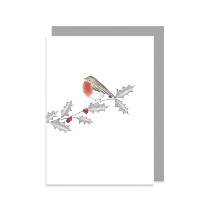 Bird & berry card-Robin