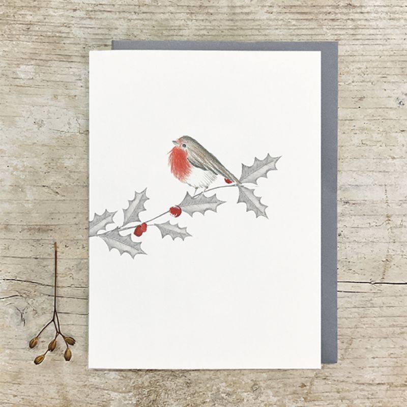 Bird & berry card-Robin