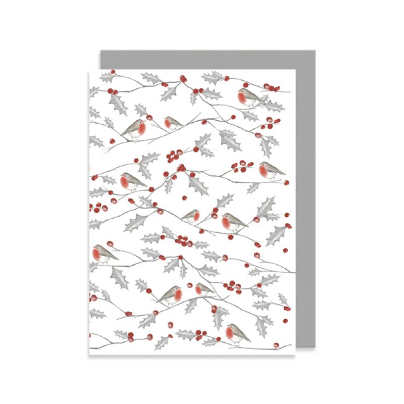 Bird & berry card-All over Robin