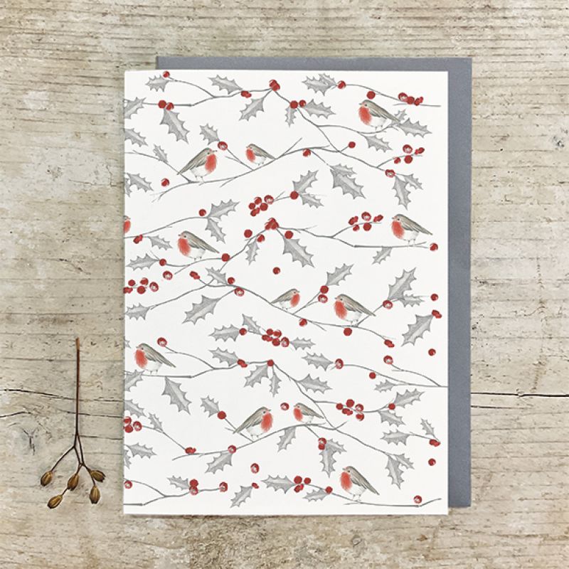 Bird & berry card-All over Robin