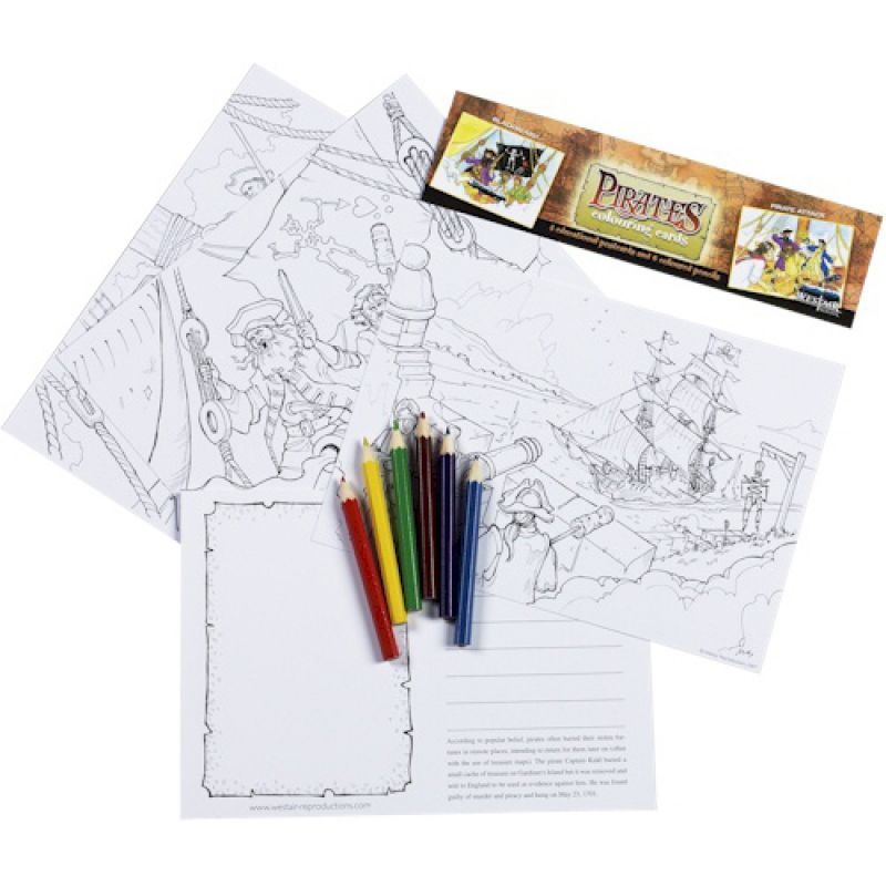 Pirate Educational Colouring Postcards