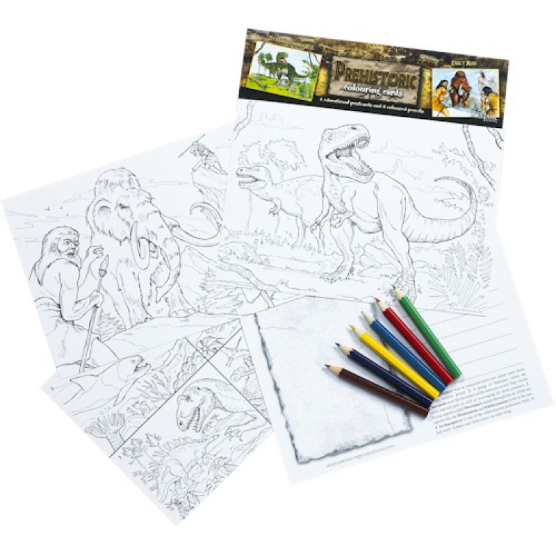 Prehisotic Educational Colouring Postcards