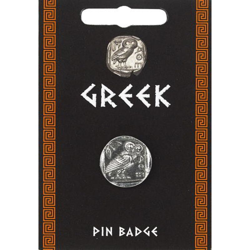 Greek Owl Coin Pin Badge