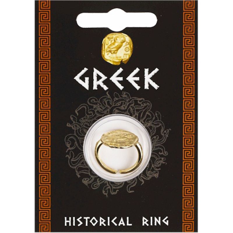 Greek Owl Coin Ring Gold Plated