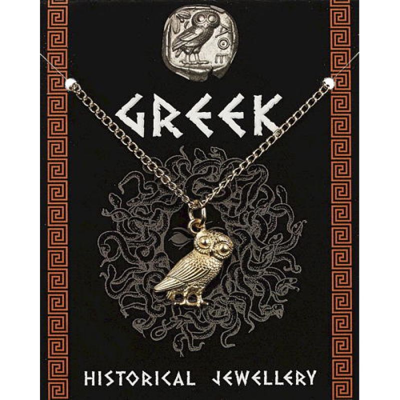 Greek Owl Pendant Gold Plated