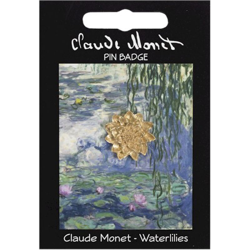 Monet Water Lily Pin Badge Gold Plated