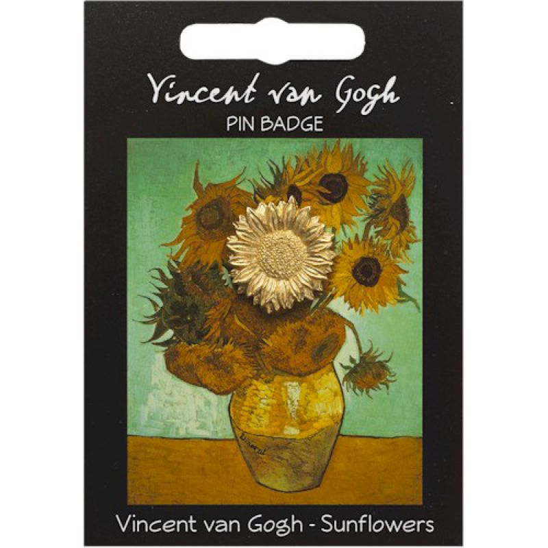 Van Gogh Sunflower Pin Badge Gold Plated