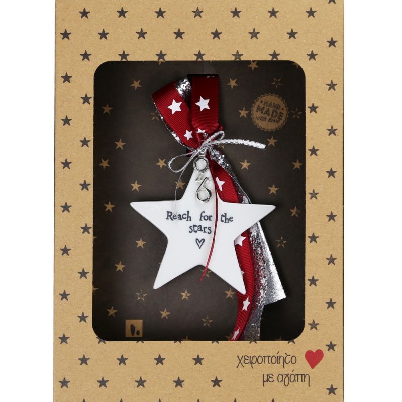 Lucky charm - Porcelain star - Reach for the stars