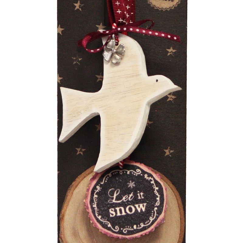 Lucky charm white wooden dove
