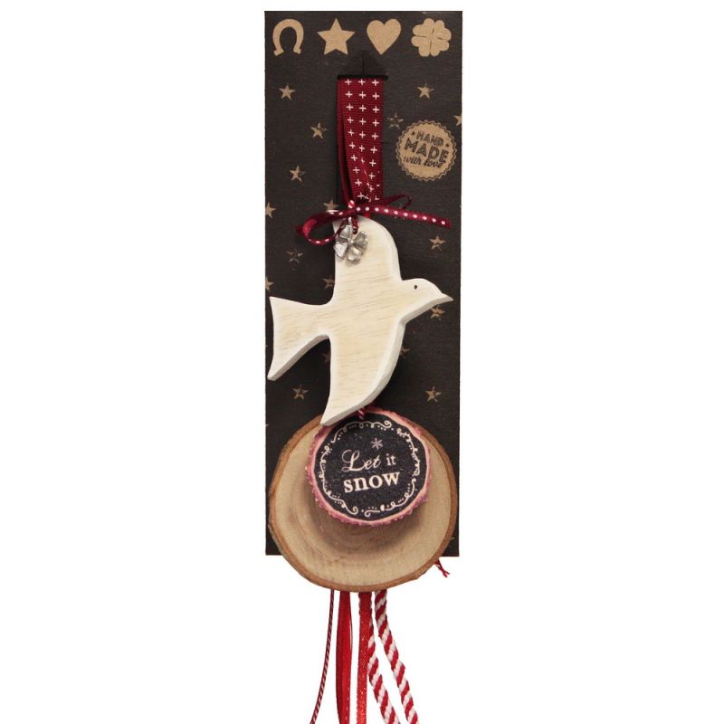 Lucky charm white wooden dove