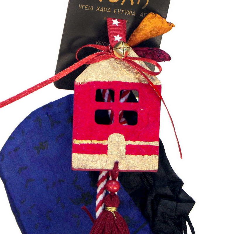 Γούρι Βαμβακερό στολίδι-Σπίτι κόκκινο