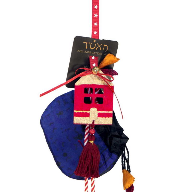 Γούρι Βαμβακερό στολίδι-Σπίτι κόκκινο