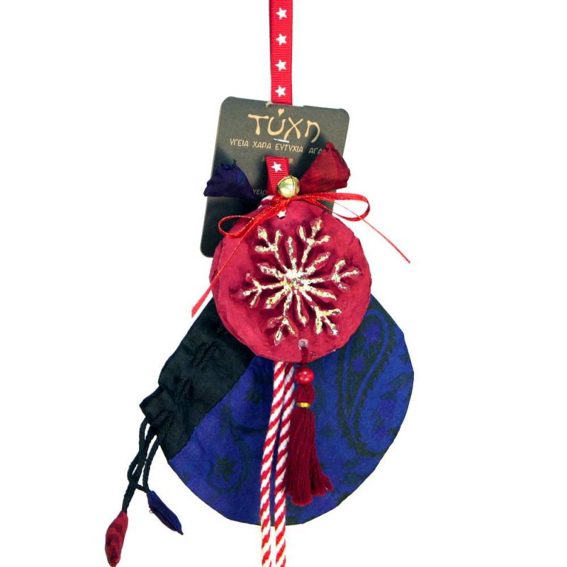 Γούρι Βαμβακερό στολίδι-Μπάλα μπορντώ