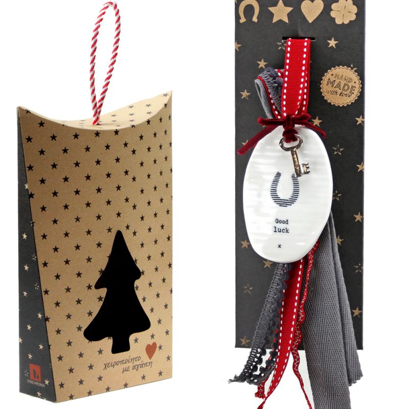 Γούρι Πορσελάνη οβάλ-Πέταλο