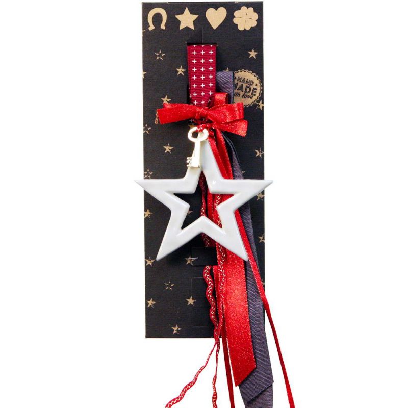 Lucky charm - Porcelain hanger-Outline star