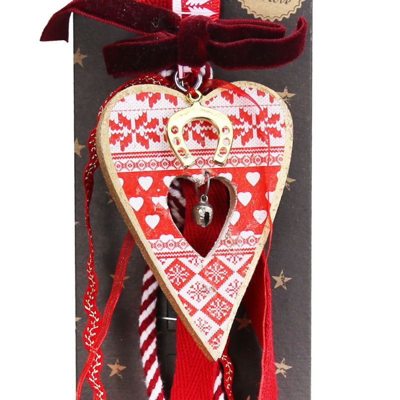 Lucky charm - Hanging Wooden Heart with Bell