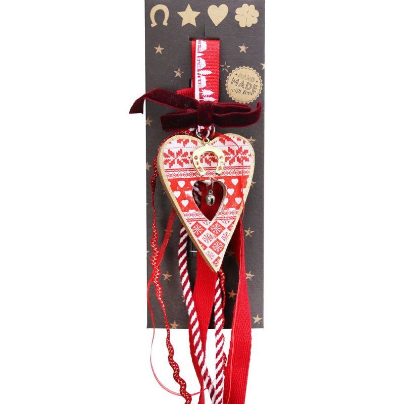 Lucky charm - Hanging Wooden Heart with Bell