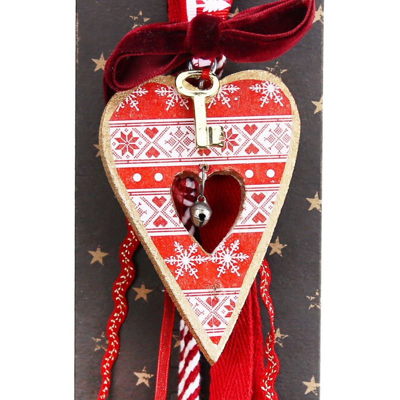 Lucky charm - Hanging Wooden Heart with Bell