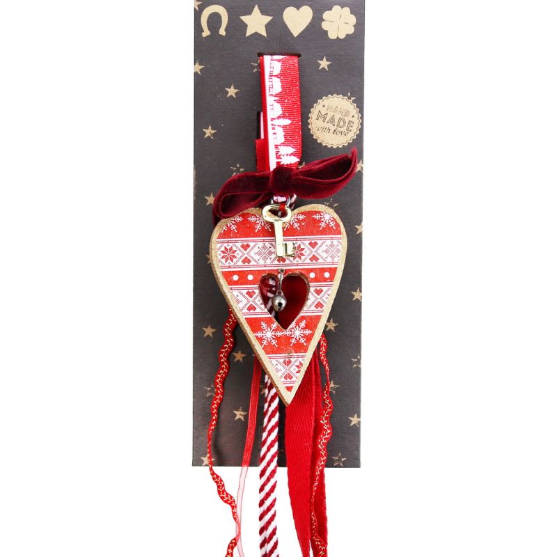 Lucky charm - Hanging Wooden Heart with Bell