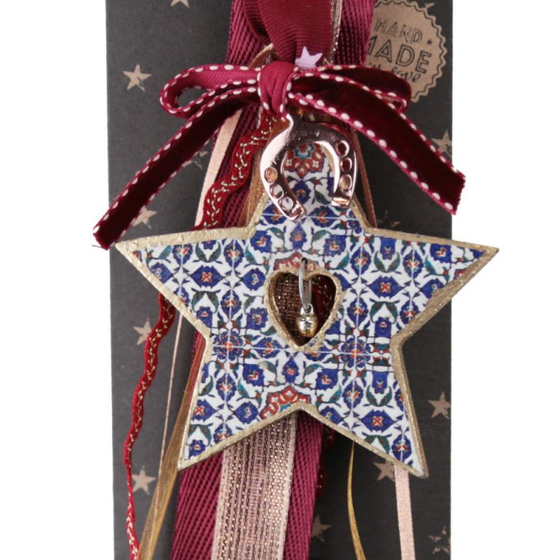 Lucky charm - Hanging Wooden Star with Bell