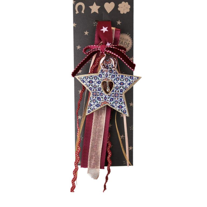 Lucky charm - Hanging Wooden Star with Bell