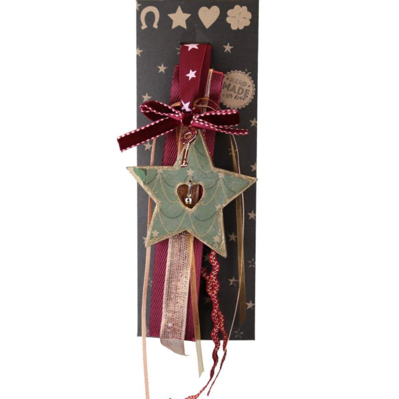 Lucky charm - Hanging Wooden Star with Bell