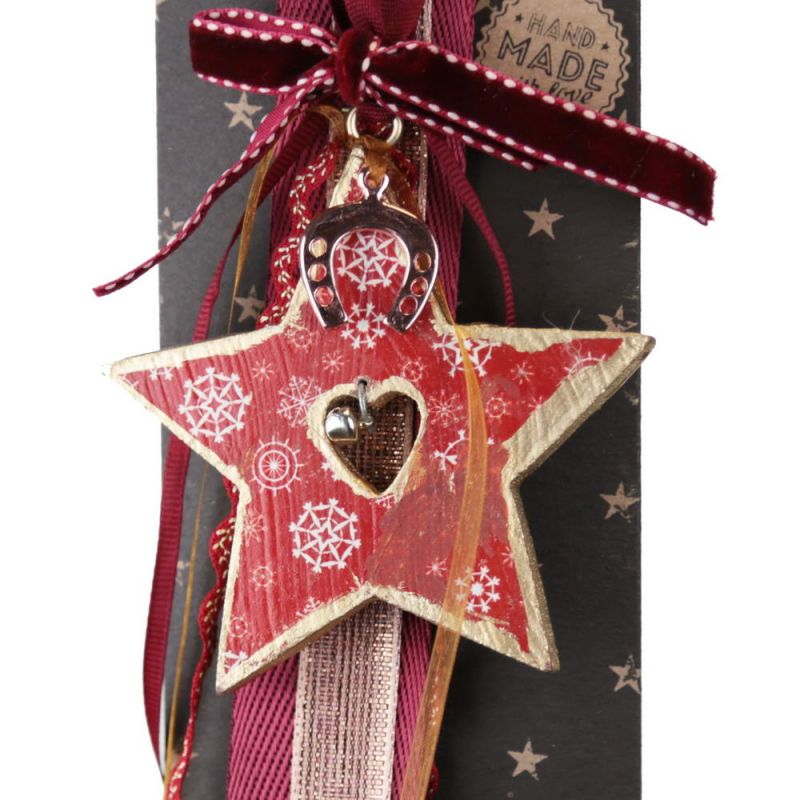 Lucky charm - Hanging Wooden Star with Bell