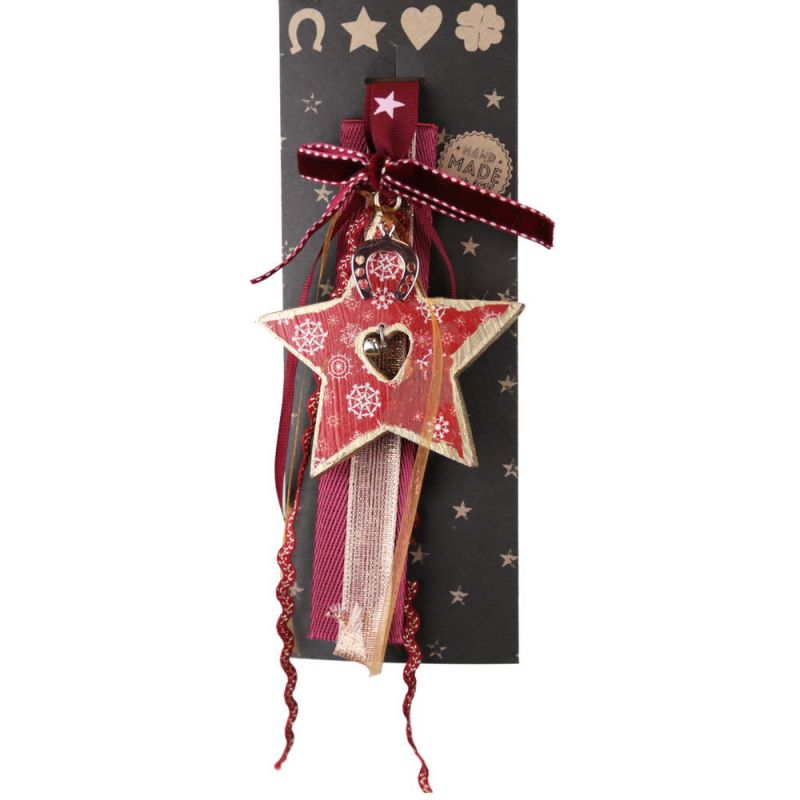 Lucky charm - Hanging Wooden Star with Bell