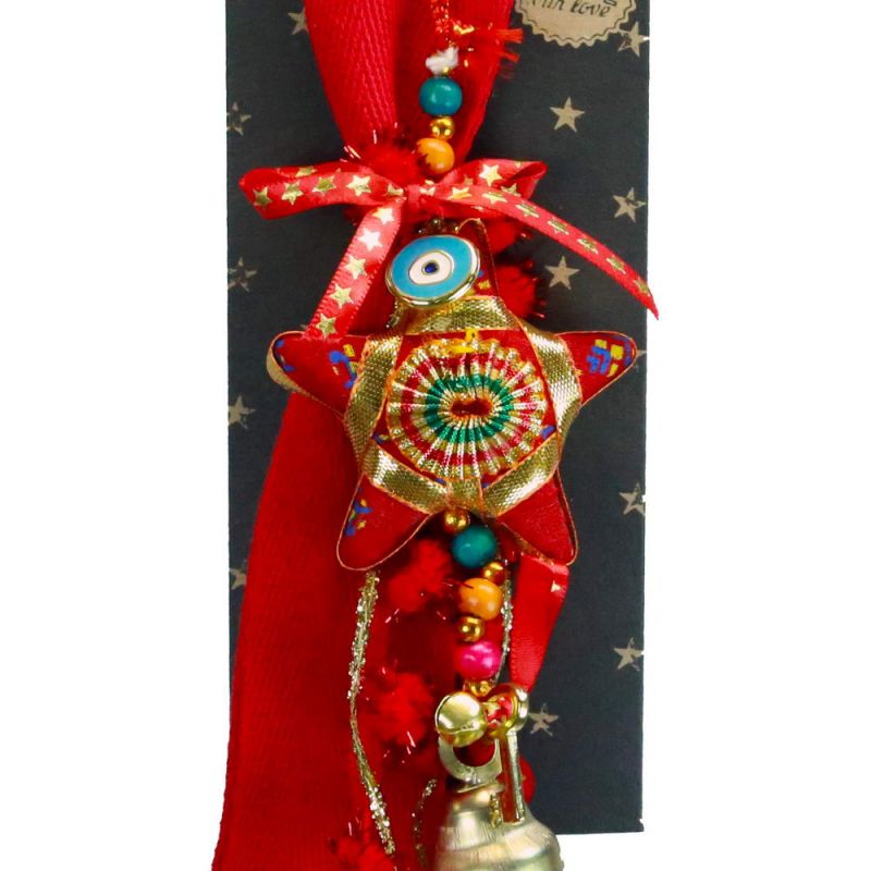 Γούρι Υφασμάτινο φυλαχτό-Αστέρι κόκκινο  30εκ.