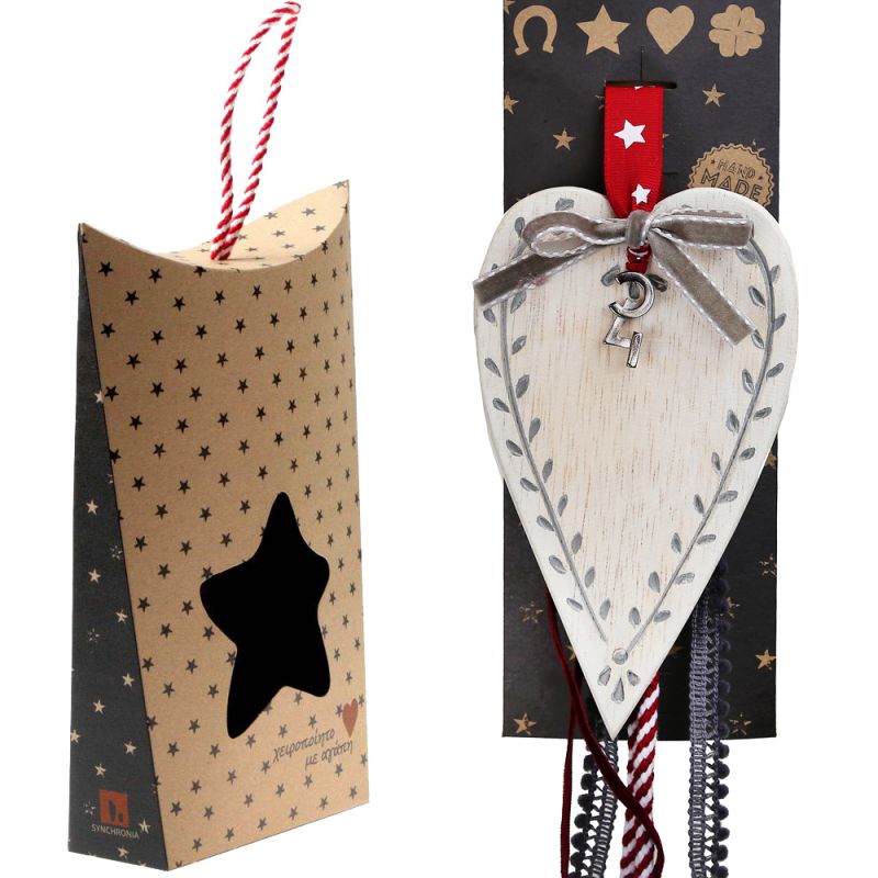 Γούρι (2 σχ.) Καρδιά με κλαδί  30εκ.