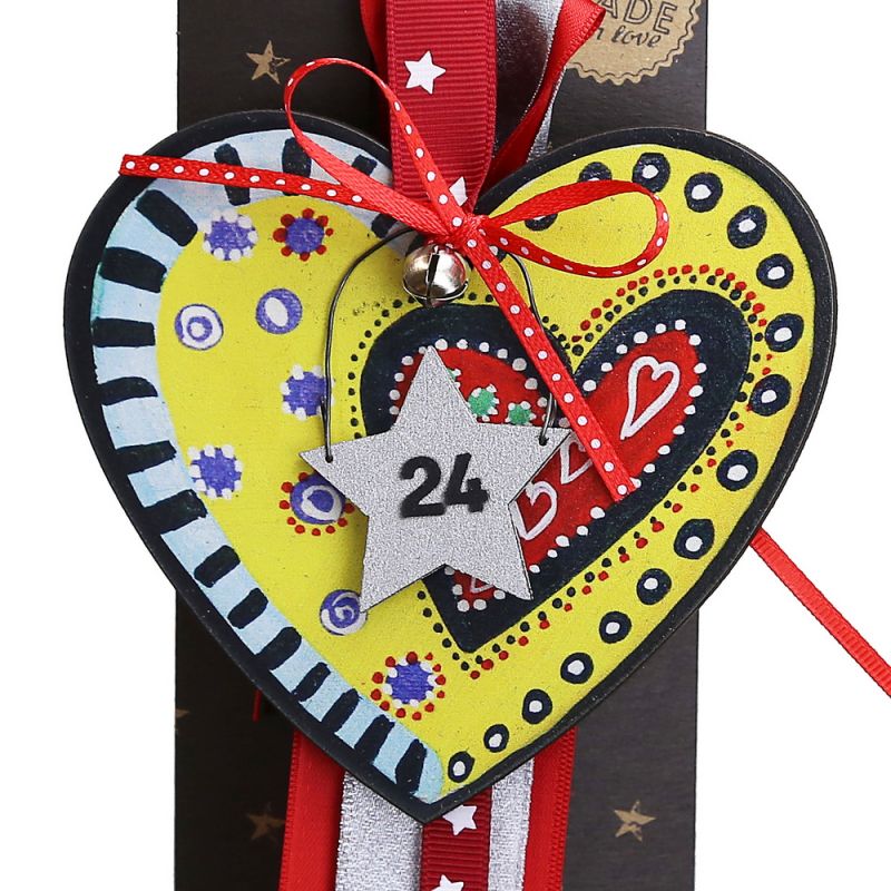 Lucky charm - Hanging painted heart 10cm