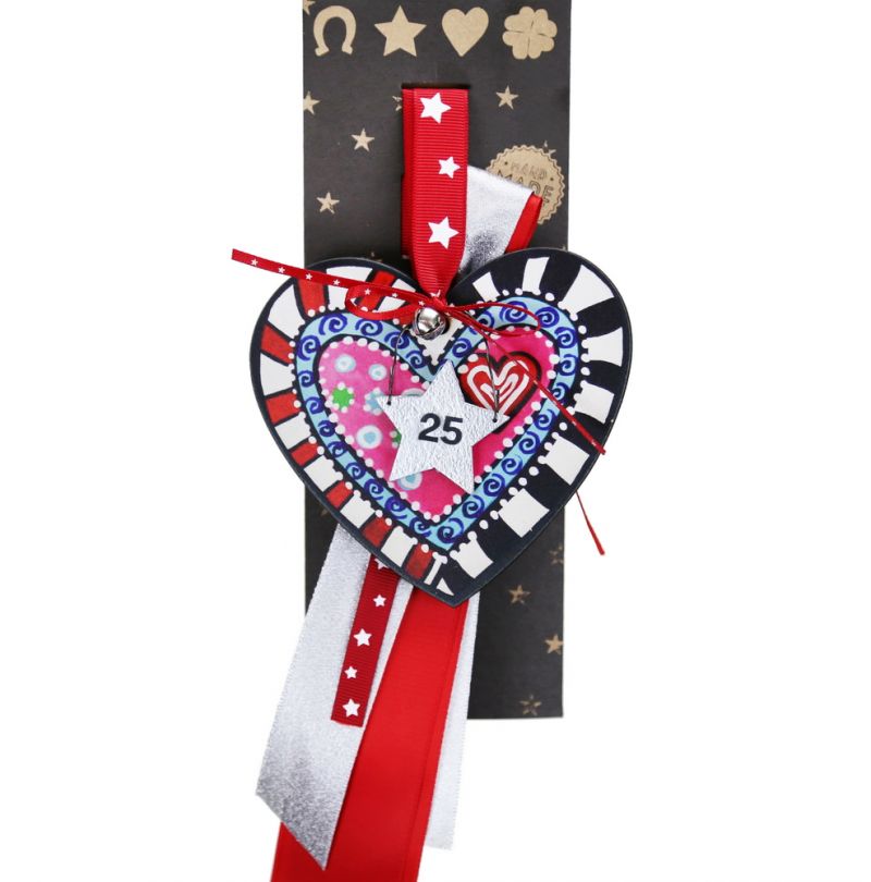 Lucky charm - Hanging painted heart 10cm