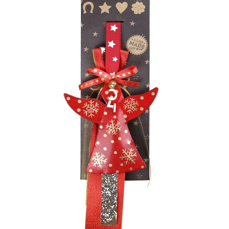 Lucky charm - Red Angel With Gold Snowflake