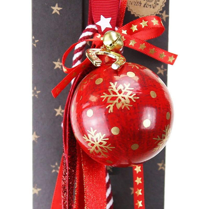 Lucky charm - Red Bauble With Gold Snowflake