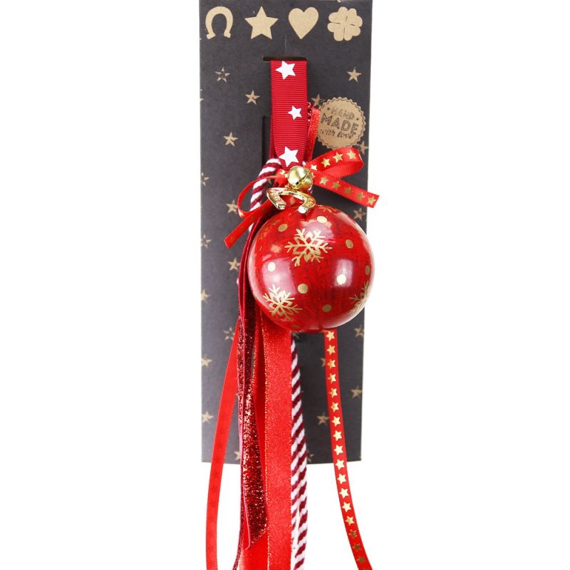 Lucky charm - Red Bauble With Gold Snowflake