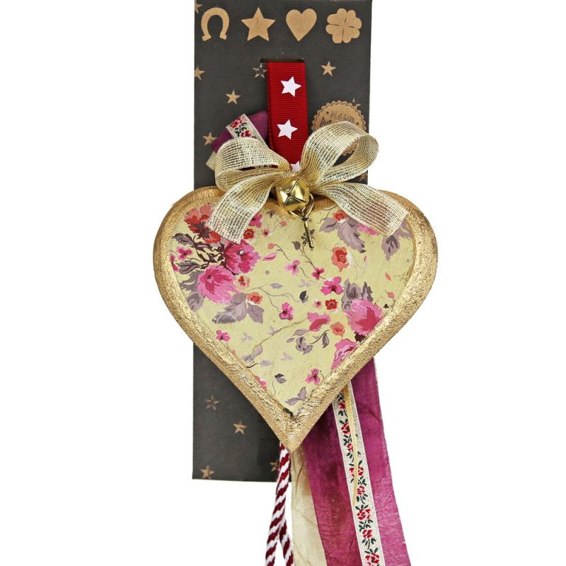 Lucky charm - medium vintage wooden heart