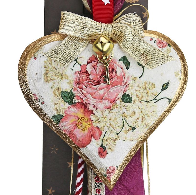 Lucky charm - medium vintage wooden heart