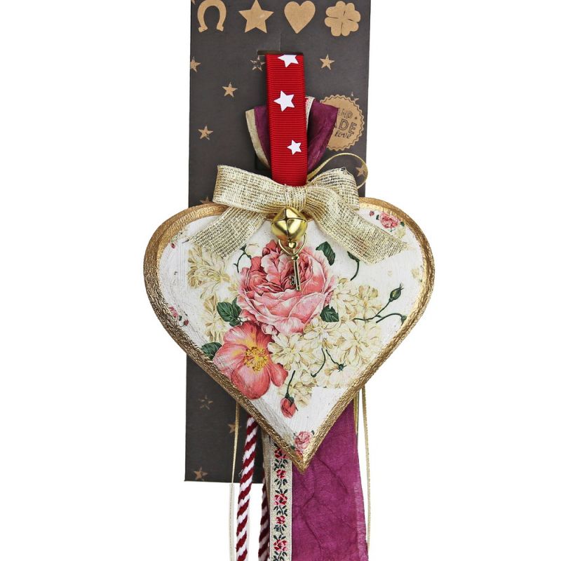 Lucky charm - medium vintage wooden heart