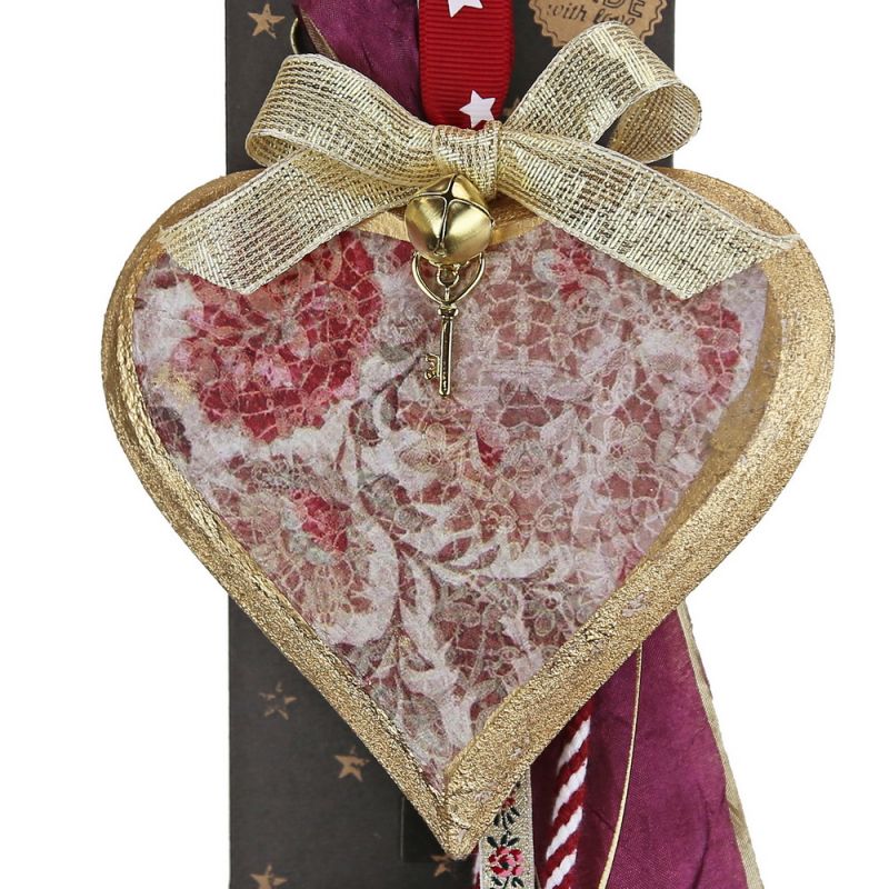 Lucky charm - medium vintage wooden heart