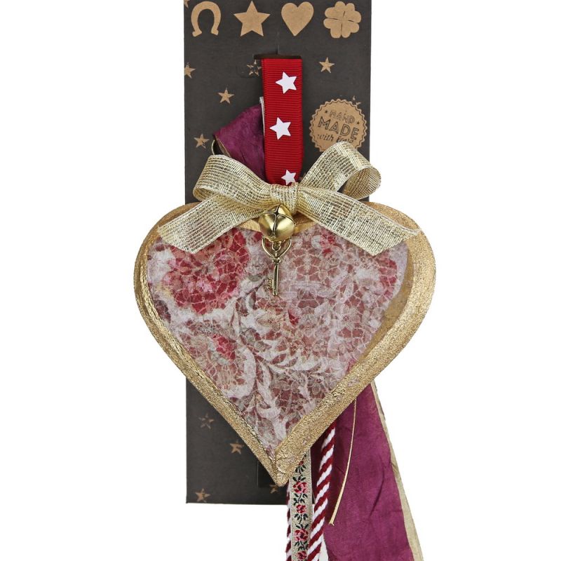 Lucky charm - medium vintage wooden heart