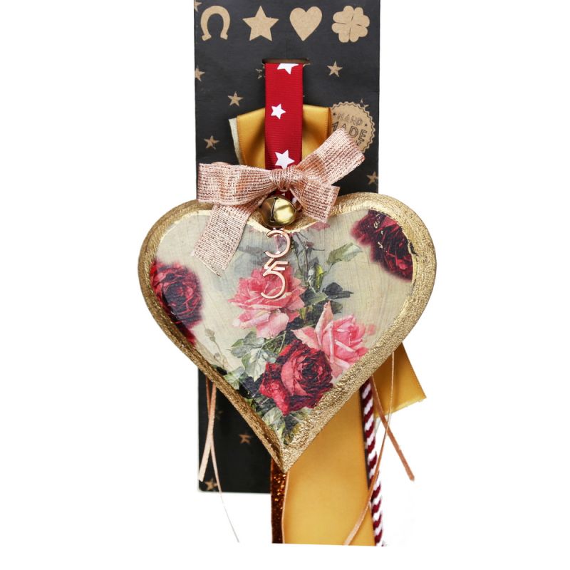Lucky charm - medium vintage wooden heart