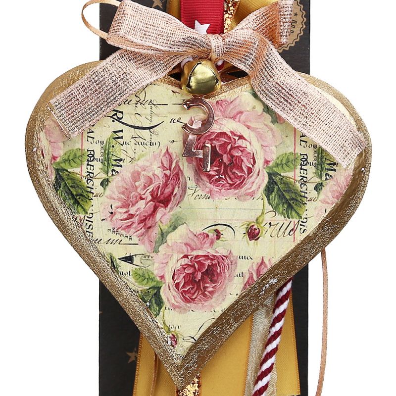 Lucky charm - medium vintage wooden heart