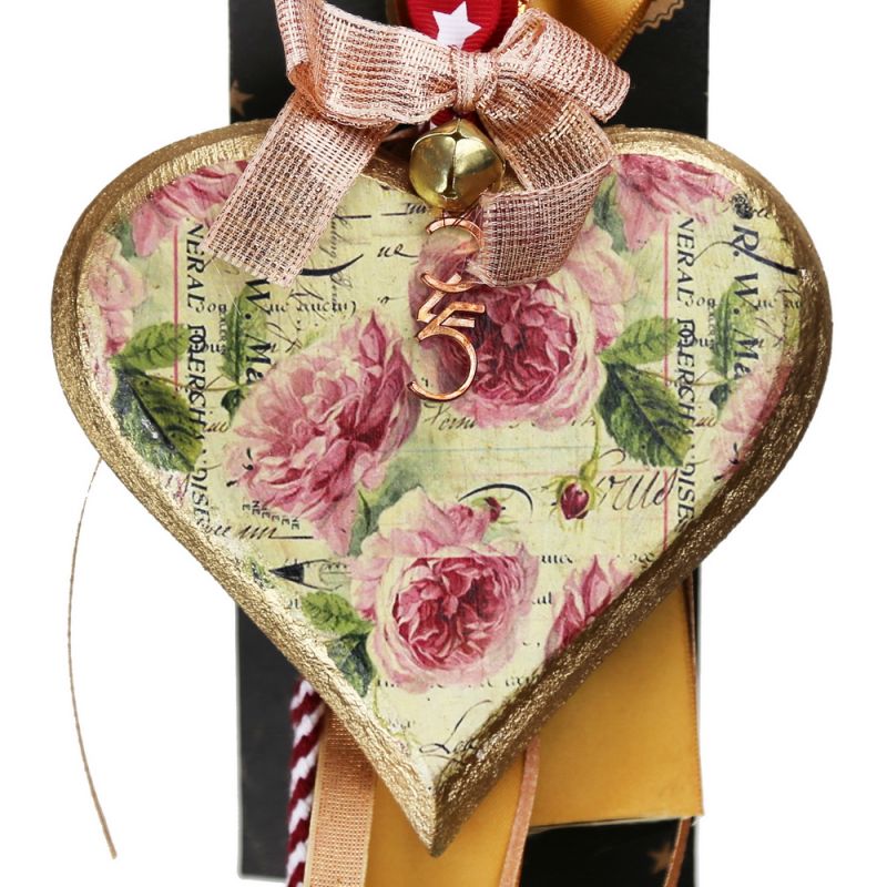 Lucky charm - medium vintage wooden heart