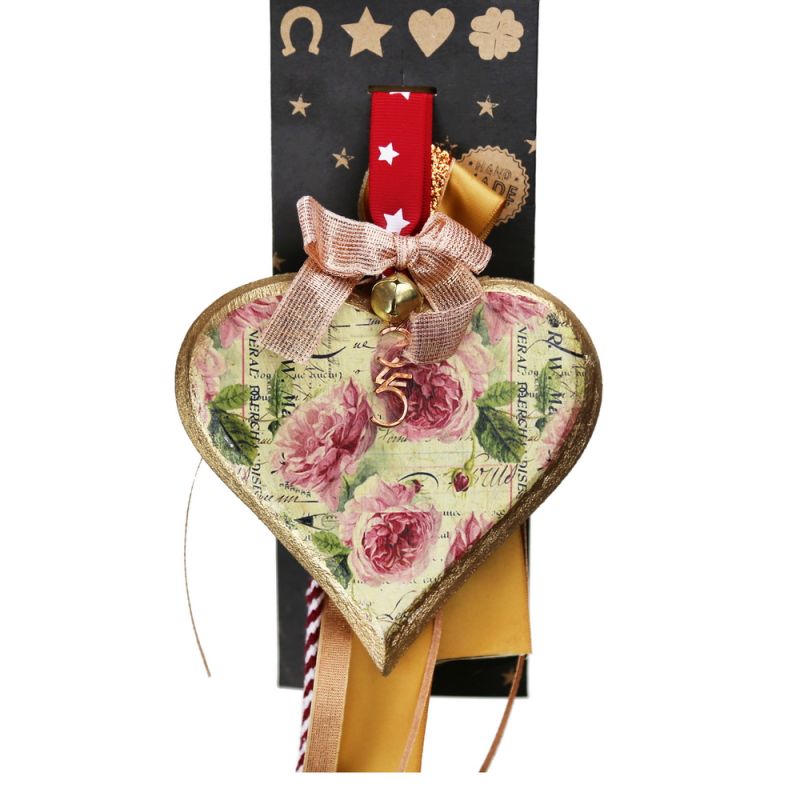 Lucky charm - medium vintage wooden heart