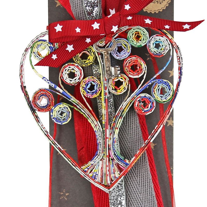 Lucky charm - Hanging Tree Heart - Recycled Paper