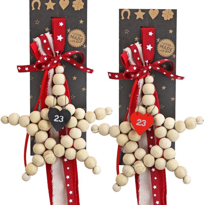 Γούρι (2 σχ.) Αστέρι ξύλινες χάντρες