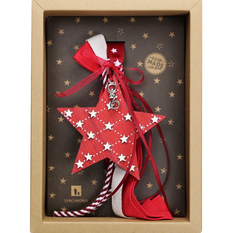 Lucky charm - wooden star red/white hanger  Lucky charm - wooden star red/white hanger